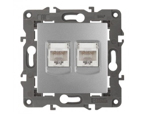 Розетка 14-3108-03 2хRJ45 Elegance алюм. ЭРА Б0034310