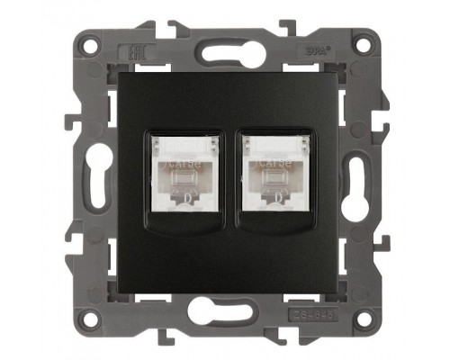 Розетка 14-3108-05 2хRJ45 Elegance антрацит ЭРА Б0034312