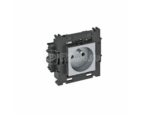 Розетка 1-м 0град. Modul45connect франц. стандарт 250В 16А серебр. OBO 6120612