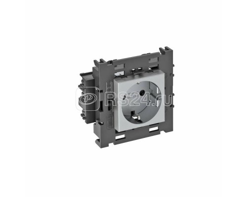 Розетка 1-м 0град. Modul45connect с заземл. 250В 16А алюм. OBO 6120422