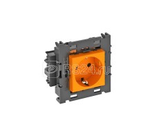 Розетка 1-м 0град. Modul45connect с заземл. 250В 16А оранж. OBO 6120414