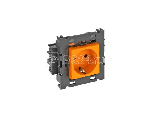 Розетка 1-м 0град. Modul45connect с заземл. 250В 16А оранж. OBO 6120414