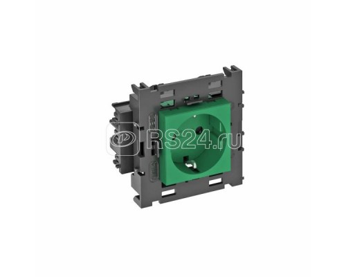Розетка 1-м 0град. Modul45connect с заземл. 250В 16А зел. OBO 6120416