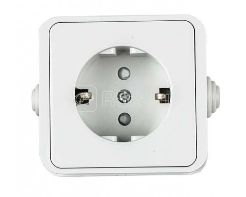 Розетка 1-м AQUA защ. шторки с заземл. п / герм. 3113 бел. ASD / IN HOME 4690612003450