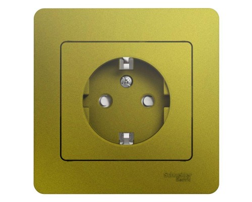 Розетка 1-м Glossa 16А 250В защ. шторки с заземл. в сборе фисташк. SchE GSL001044