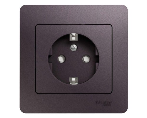 Розетка 1-м Glossa 16А 250В защ. шторки с заземл. в сборе сиреневый туман SchE GSL001444
