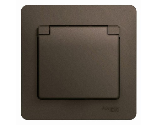 Розетка 1-м Glossa 16А с защ. крышкой защ. шторки с заземл. в сборе IP20 шоколад SchE GSL000846