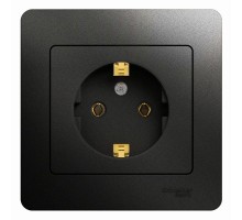 Розетка 1-м Glossa 16А в сборе с заземл. в сборе антрацит SchE GSL000742