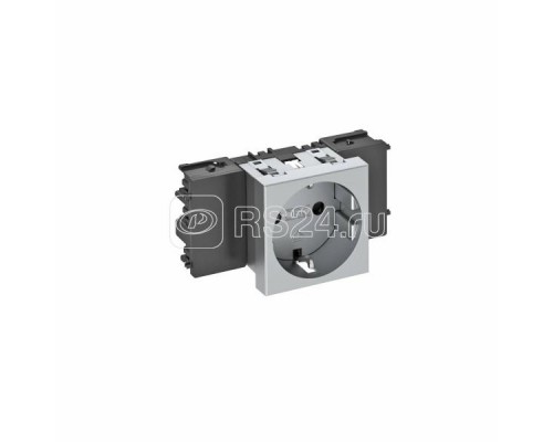 Розетка 1-м Modul45connect 16А 250В STD-D0C AL1 0град. с заземл. серебр. OBO 6120352