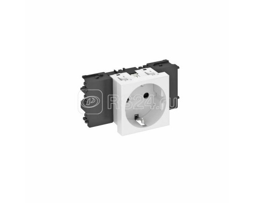 Розетка 1-м Modul45connect 16А 250В STD-D0C RW1 0град. с заземл. бел. OBO 6120340