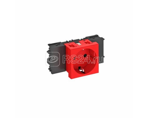 Розетка 1-м Modul45connect 16А 250В STD-D0C SRO1 0град. с заземл. красн. OBO 6120348