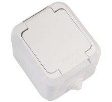 Розетка 1-м ОП 16А IP44 п/герм. с защ. крышкой с заземл. бел. Makel 18304