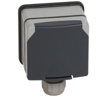 Розетка 1-м ОП Plexo 20А защ. шторки с заземл. IP66 Leg 090457