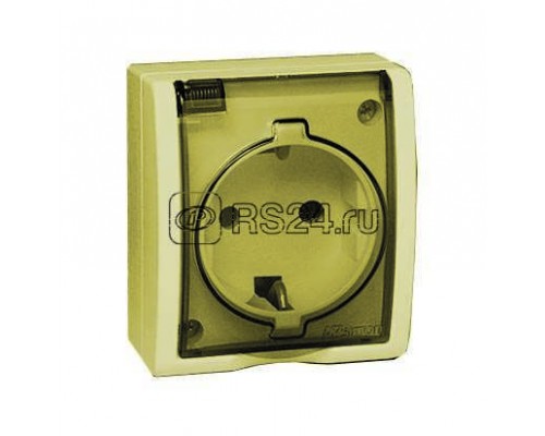 Розетка 1-м ОП Simon15 с защ. крышкой с заземл. IP54 сл. кость Simon 1594445-031