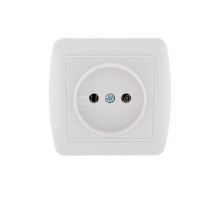 Розетка 1-м ОП Демет 16А IP20 без заземл. керам. бел. LEZARD 711-0200-121