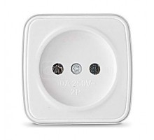 Розетка 1-м ОП Электра 10А IP20 без заземл. бел. Союз 0011