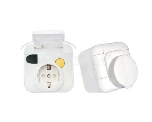 Розетка 1-м ОП с защ. крышкой с заземл. с УЗО IP44 бел. БЕЛТИЗ РА16-332