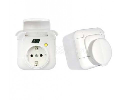 Розетка 1-м ОП с защ. крышкой с заземл. с УЗО бел. БЕЛТИЗ РА16-326