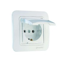 Розетка 1-м СП Lillium 16А IP20 с защ. крышкой без заземл. бел. /бел. Makel 70029