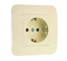 Розетка 1-м СП Lillium 16А IP20 с заземл. крем/крем Makel 70228