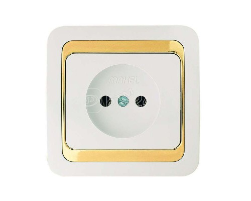 Розетка 1-м СП Mimoza 16А IP20 без заземл. бел/зол. Makel 12202