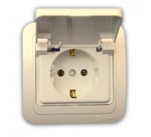 Розетка 1-м СП Mimoza 16А IP20 с защ. крышкой крем/крем Makel 25009