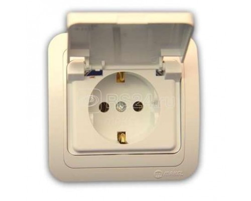 Розетка 1-м СП Mimoza 16А IP20 с защ. крышкой крем/крем Makel 25009