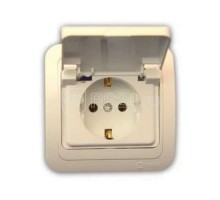 Розетка 1-м СП Mimoza 16А IP20 с защ. крышкой крем/крем Makel 25029