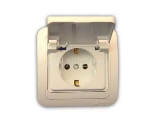 Розетка 1-м СП Mimoza 16А IP20 с защ. крышкой крем/крем Makel 25029