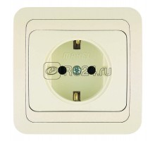 Розетка 1-м СП Mimoza 16А IP20 с заземл. крем/крем Makel 25008