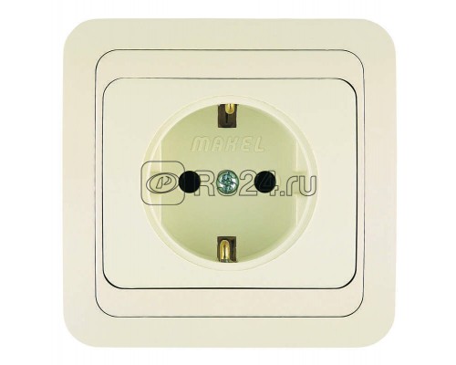 Розетка 1-м СП Mimoza 16А IP20 с заземл. крем/крем Makel 25008
