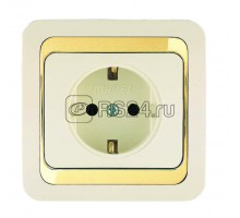 Розетка 1-м СП Mimoza 16А IP20 с заземл. крем/зол. Makel 12628