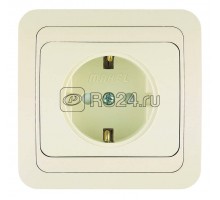 Розетка 1-м СП Mimoza 16А IP20 защ. шторки с заземл. крем/крем Makel 25058