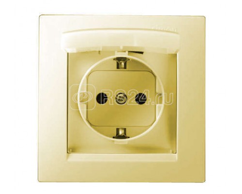 Розетка 1-м СП Simon15 с защ. крышкой защ. шторки с заземл. IP44 сл. кость Simon 1590450-031