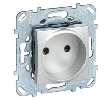 Розетка 1-м СП Unica Top 16А IP20 защ. шторки без заземл. алюм. SchE MGU5.033.30ZD