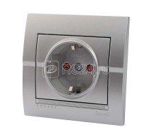 Розетка 1-м СП Дери 16А IP20 защ. шторки бакелит серебр. метал. LEZARD 702-2828-124B