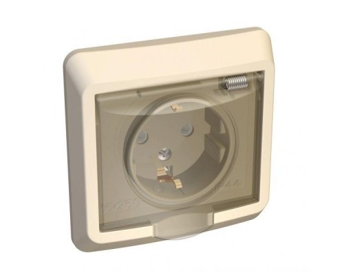 Розетка 1-м СП Этюд 16А IP44 250В защ. шторки с заземл. крем. SchE PC16-044K