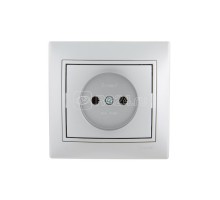 Розетка 1-м СП Мира 16А IP20 без заземл. керам. метал. сер. LEZARD 701-1010-121