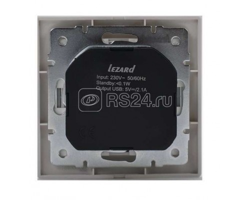 Розетка 1-м СП Мира 16А с з/к + USB разъем бел. с сер. вставкой LEZARD 701-0215-181