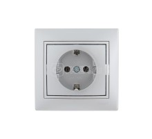 Розетка 1-м СП Мира керам. с заземл. метал. сер. LEZARD 701-1010-122