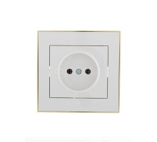 Розетка 1-м СП Рэйн 16А IP20 без заземл. керам. бел. с боковой вст. зол. LEZARD 703-0226-121