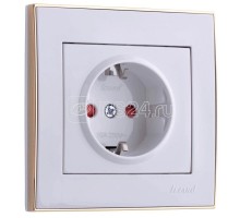 Розетка 1-м СП Рэйн 16А IP20 керам. бел. с боковой вст. зол. LEZARD 703-0226-124