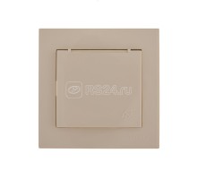 Розетка 1-м СП Рейн с защ. крышкой керам. с заземл. крем LEZARD 703-0303-123