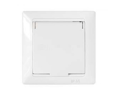 Розетка 1-м СП с защ. крышкой с заземл. IP44 бел. БЕЛТИЗ РС16-312