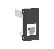 Розетка 1-мод. UNICA MODULAR одиночная + телеф. RJ12 антрацит SchE NU349154