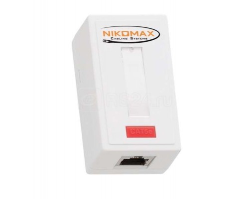 Розетка 1 порт кат.5e (класс D) 100МГц RJ45/8P8C 110/KRONE T568A/B на печатной плате экранированная бел. NIKOMAX NMC-WO1SD2-WT