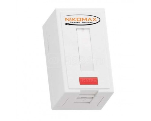 Розетка 1 порт кат.5e (класс D) 100МГц RJ45/8P8C FT-TOOL/110/KRONE T568A/B неэкран. со шторкой бел. NIKOMAX NMC-WO1UD2-FT-ST-WT