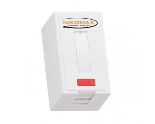 Розетка 1 порт кат.5e (класс D) 100МГц RJ45/8P8C FT-TOOL/110/KRONE T568A/B полный экран со шторкой бел. NIKOMAX NMC-WO1SD2-FT-ST-WT
