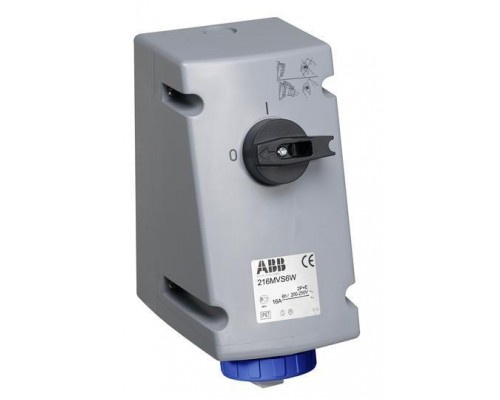 Розетка 216MVS6WH 16А 2P+E 6ч для тяжелых условий с выкл. и мех. блокировкой IP67 ABB 2CMA163257R1000