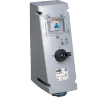 Розетка 232MPR6 32А 2P+E 6ч с рубильником мех. блокировкой и УЗО IP44 ABB 2CMA167778R1000